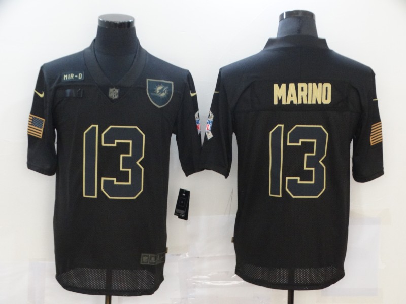 Men's Miami Dolphins #13 Dan Marino 2020 Black Salute To Service Limited Stitched Jersey